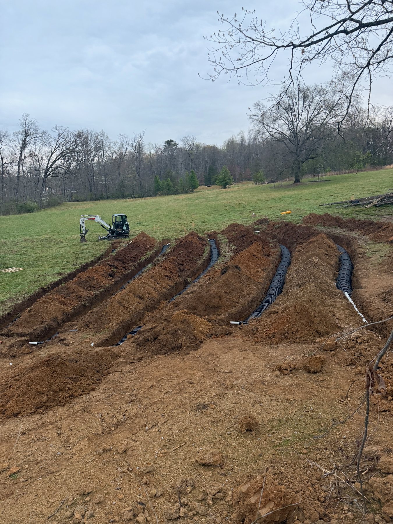 Septic field trenches prepared by BECS Dirt and Debris